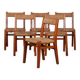 Suite de 6 chaises paillées en orme massif, travail français, 1950