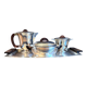 Art deco tea & coffee set in silver metal and ebony