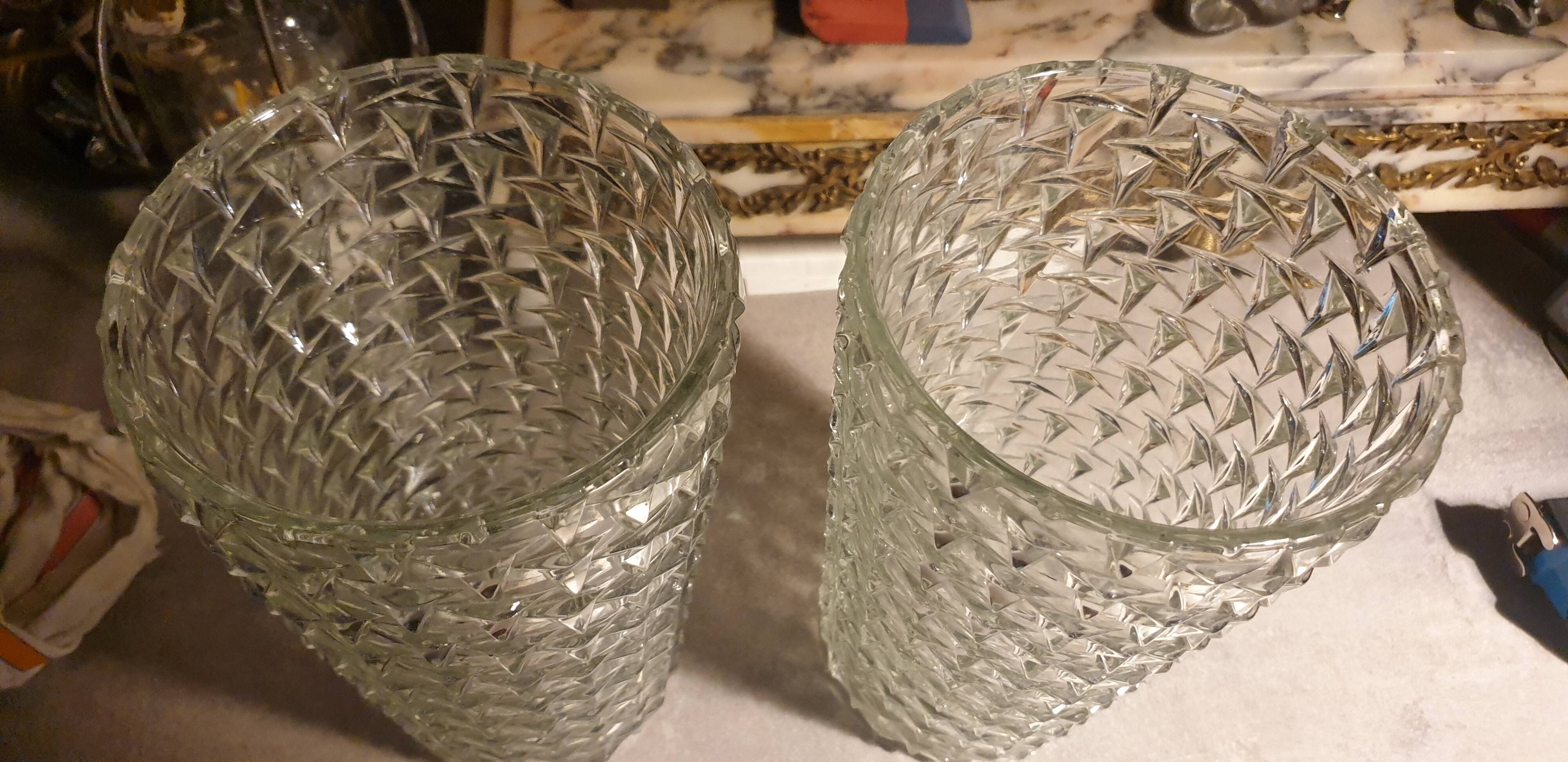 Pair of vintage diamond tip vases
