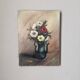 Old oil painting on canvas, old still life, bouquet of flowers