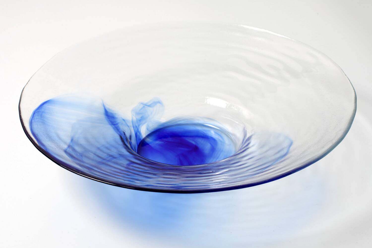 Mid-Century Bormioli Rocco Blue Swirl Glass Bowl - Italy 1990s