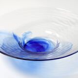 Mid-Century Bormioli Rocco Blue Swirl Glass Bowl - Italy 1990s