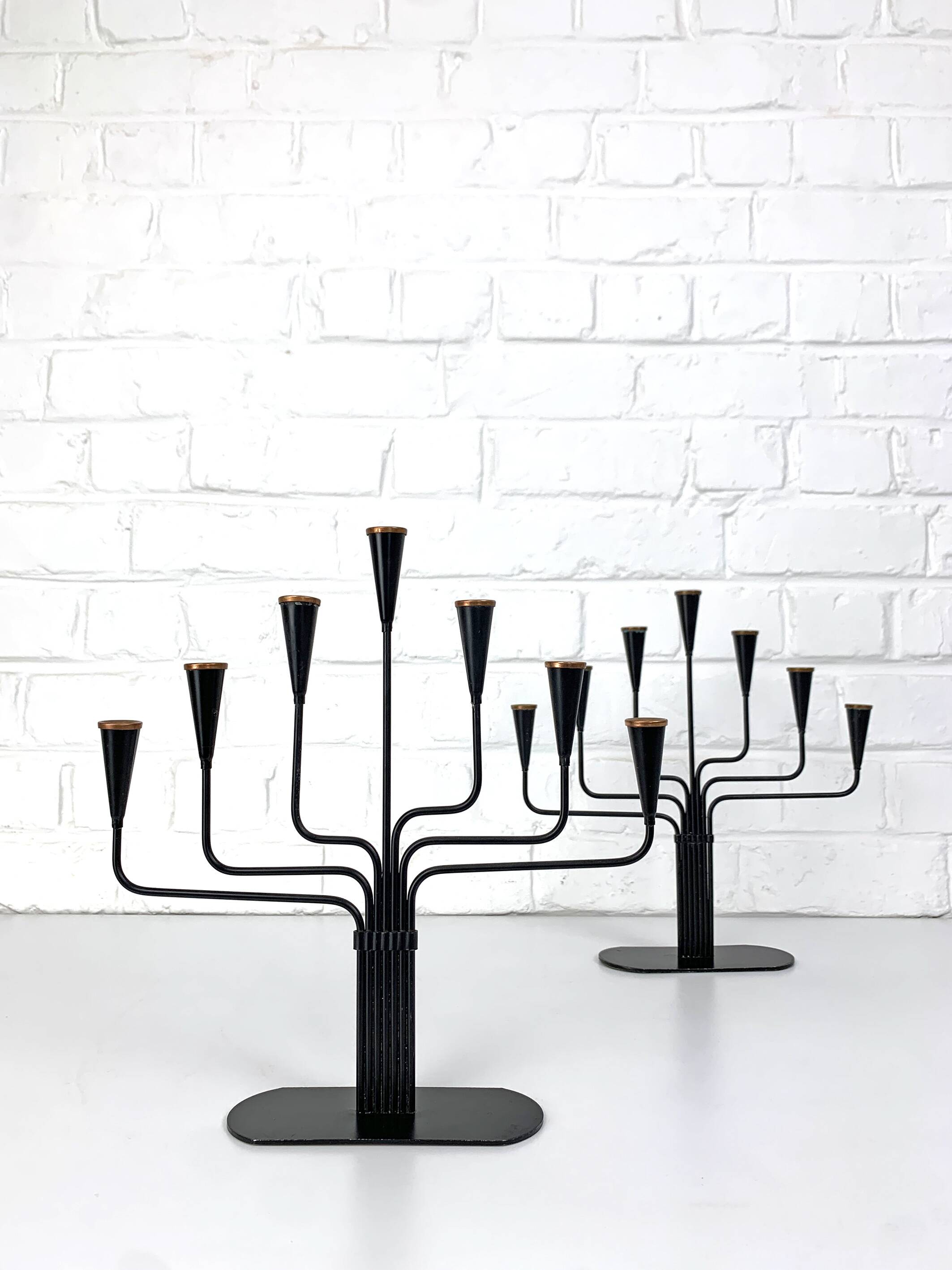 Pair of candelabra by Gunnar Ander for Ystad Metall, Sweden, 1950s.
