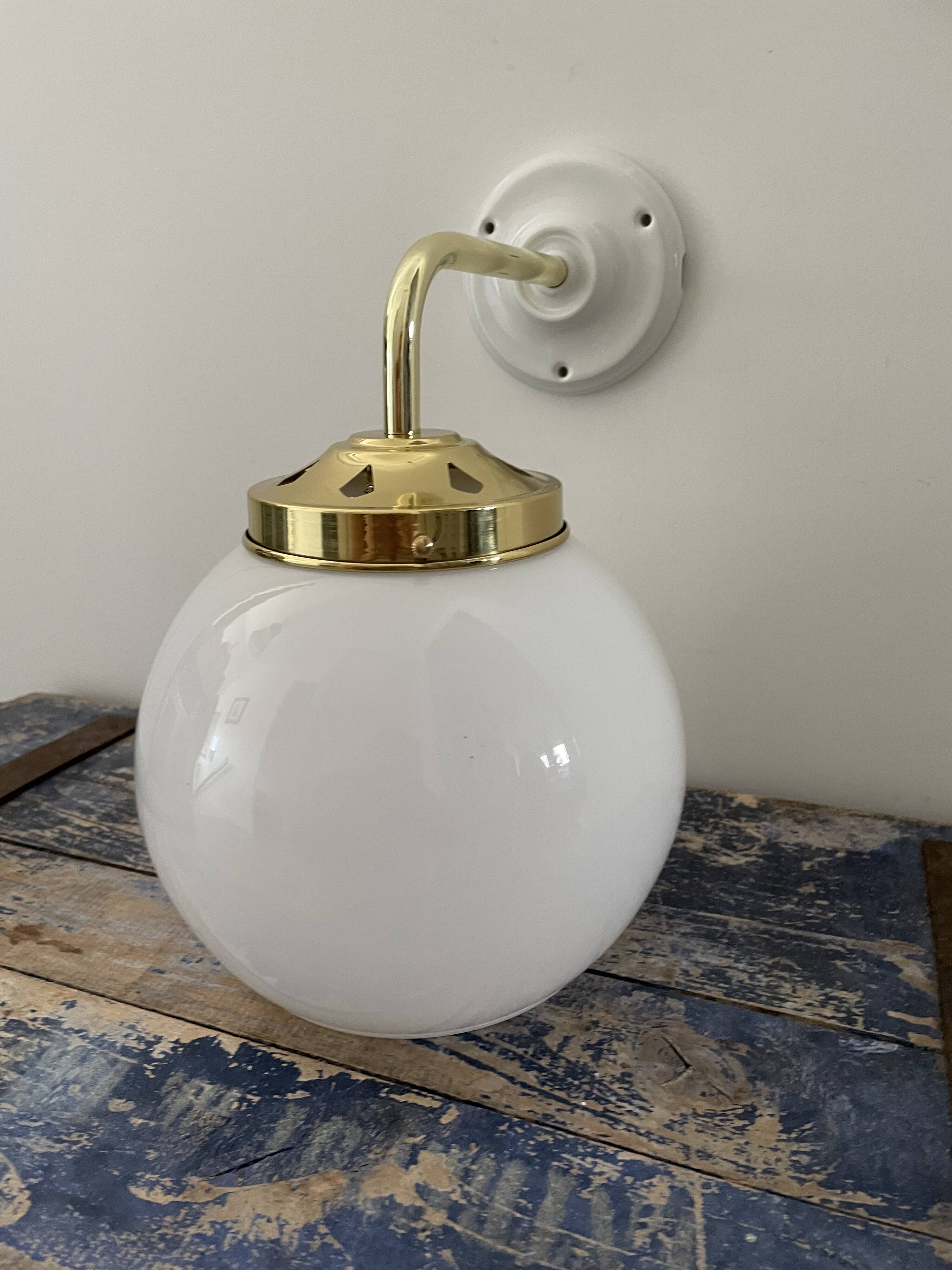 Vintage white opaline wall lamp
