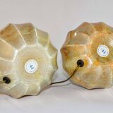 Stunning Pair of French Handmade Glass Laque Line Table Lamps, 1970s