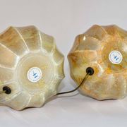 Stunning Pair of French Handmade Glass Laque Line Table Lamps, 1970s