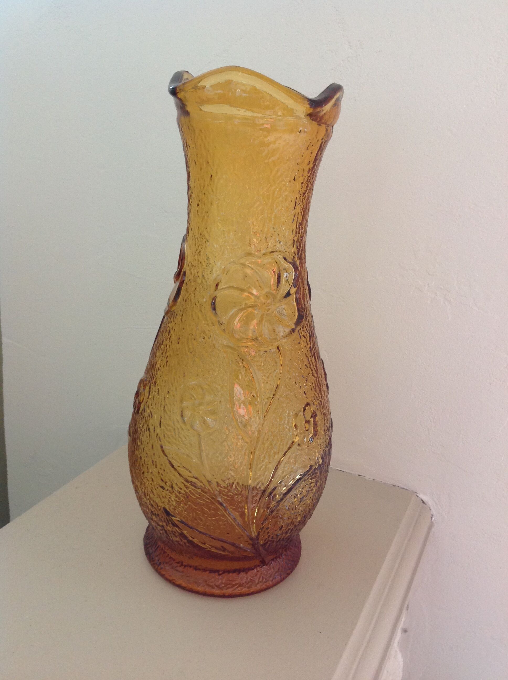 Amber glass vase / vintage 60s-70s