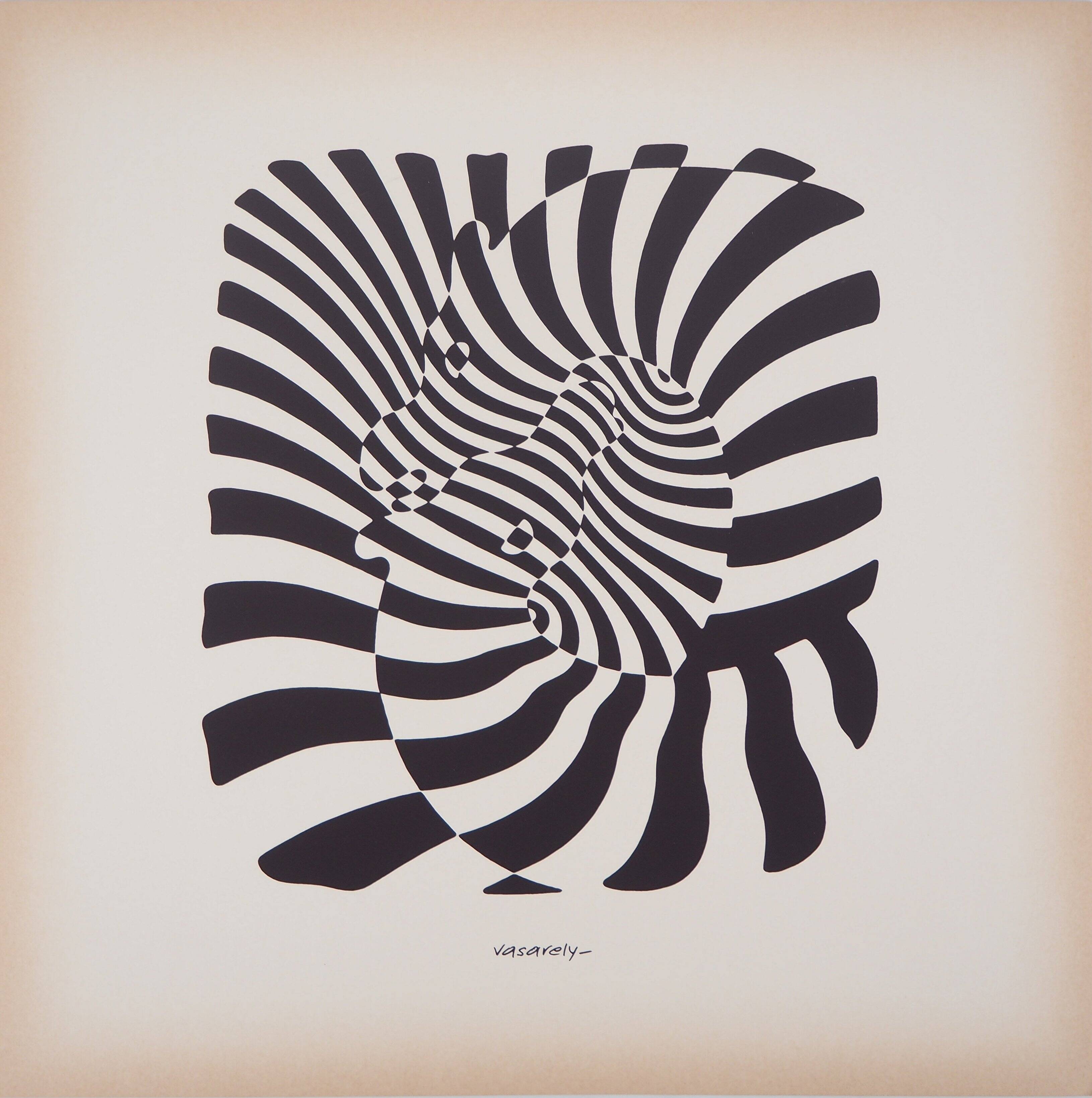 Victor vasarely : couple de zèbres - sérigraphie originale signée