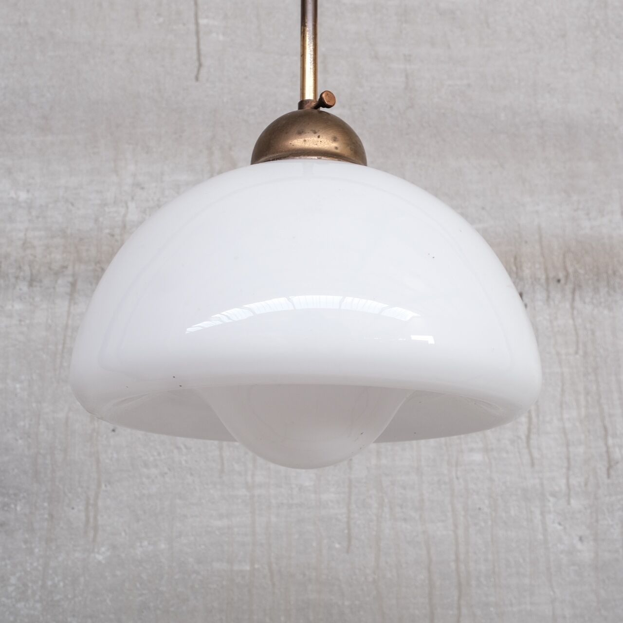 Opaline glass and brass mid-century pendant light