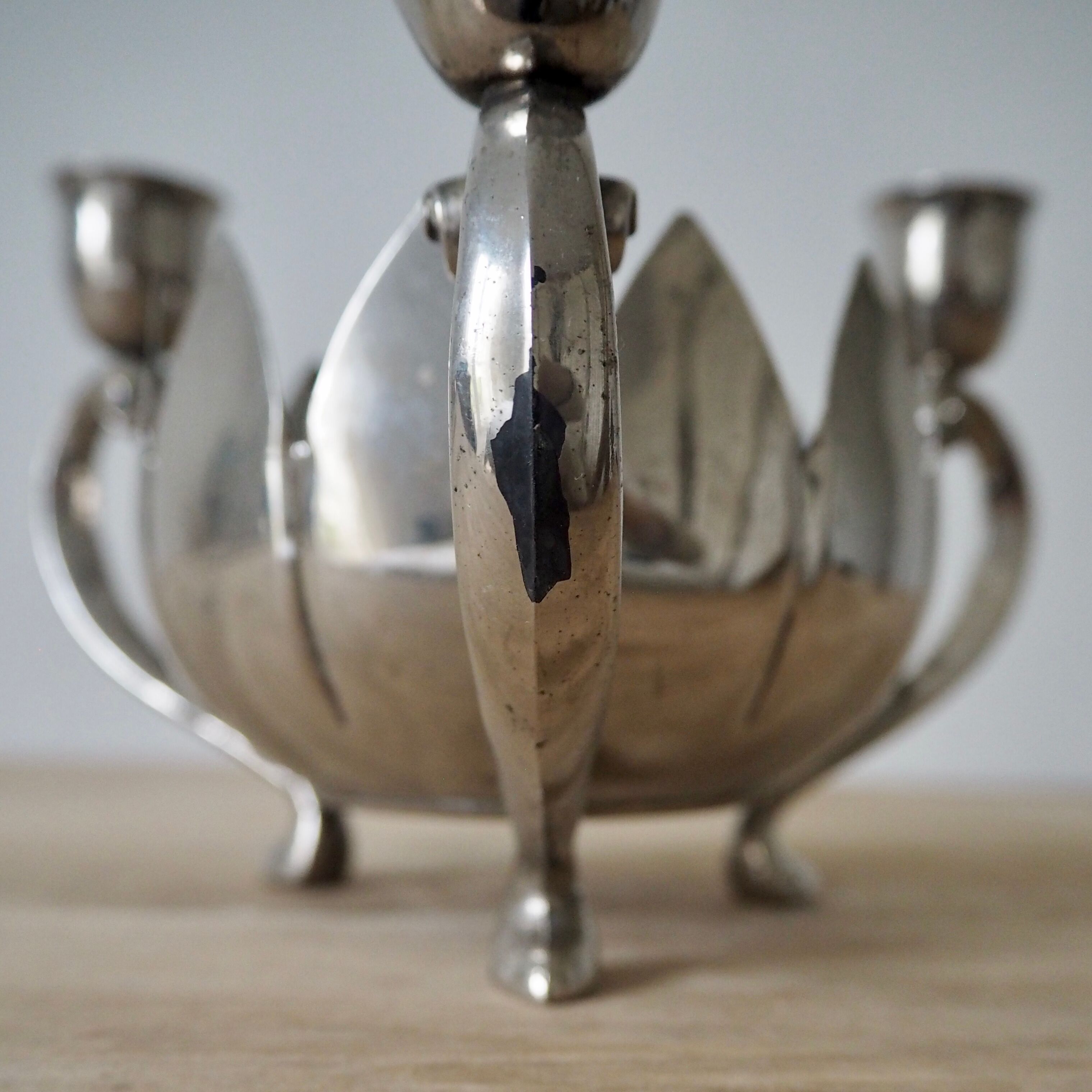 Triple silver plated candle holder