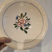 Round hollow plate, old pink model Graziella, Digoin Sarreguemines 1930.
