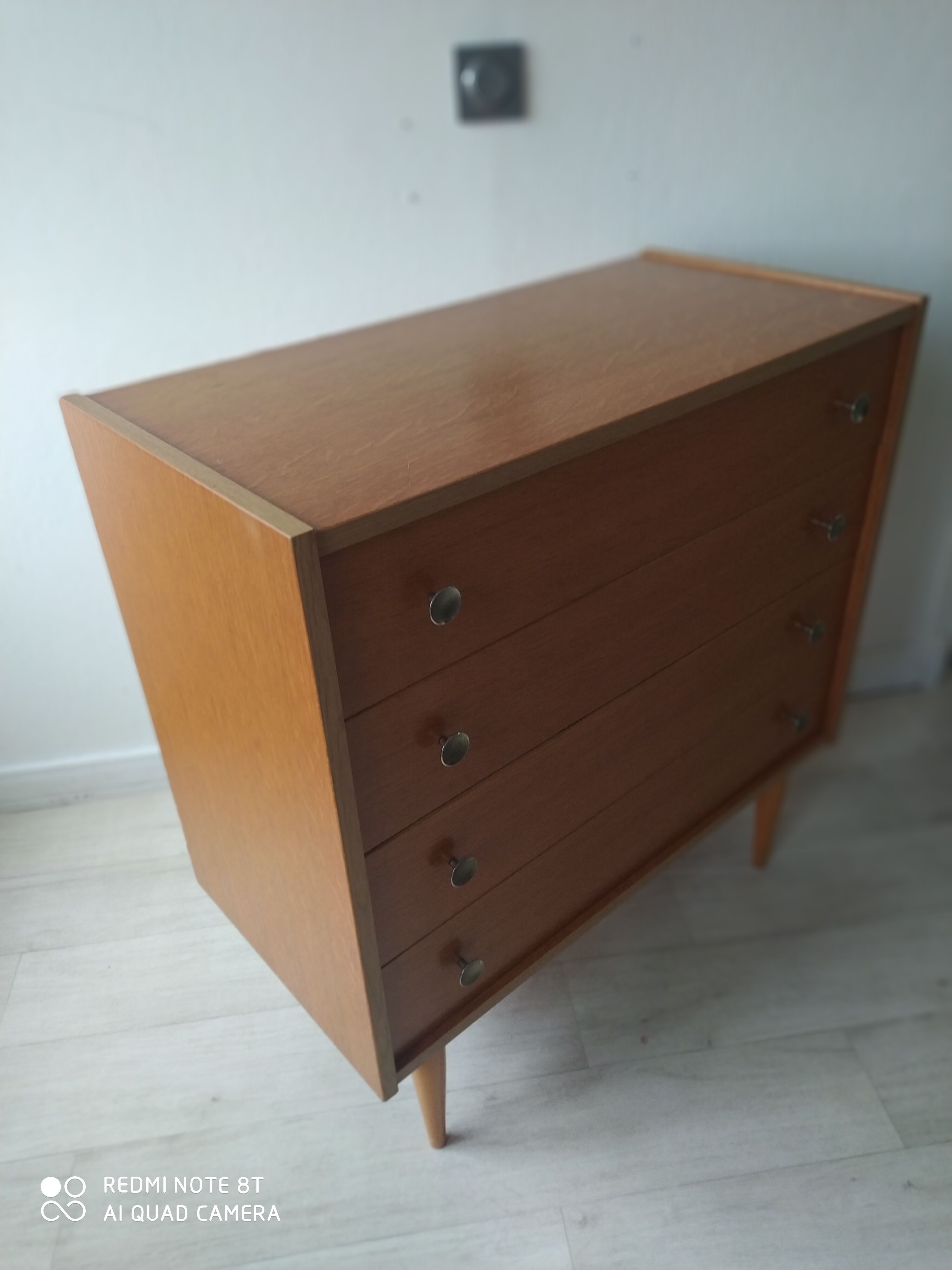 Vintage chest of drawers, oak veneer