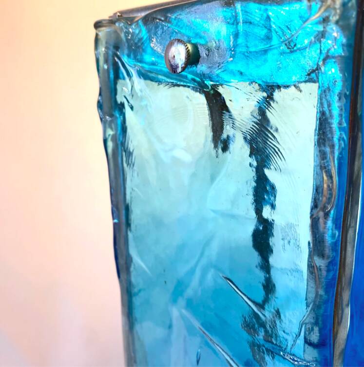 Large blue and chrome Murano lamp, 1960s. Italy