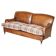 George Smith Signature Scroll leather canapé with tartan Scottish wool cushions.