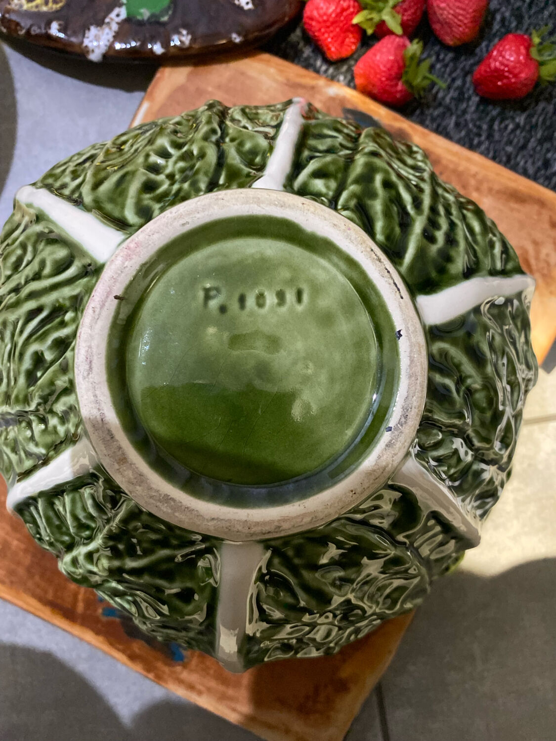 Vintage cabbage barbotine soup tureen