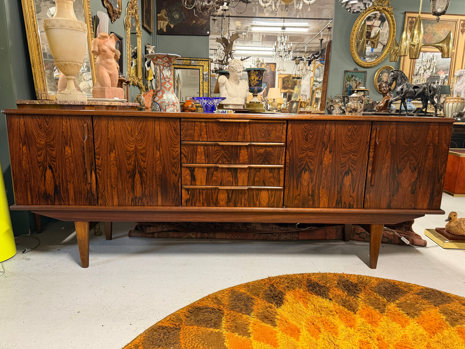 Scandinavian enfilade in rio palisander circa 1960 230 cm
