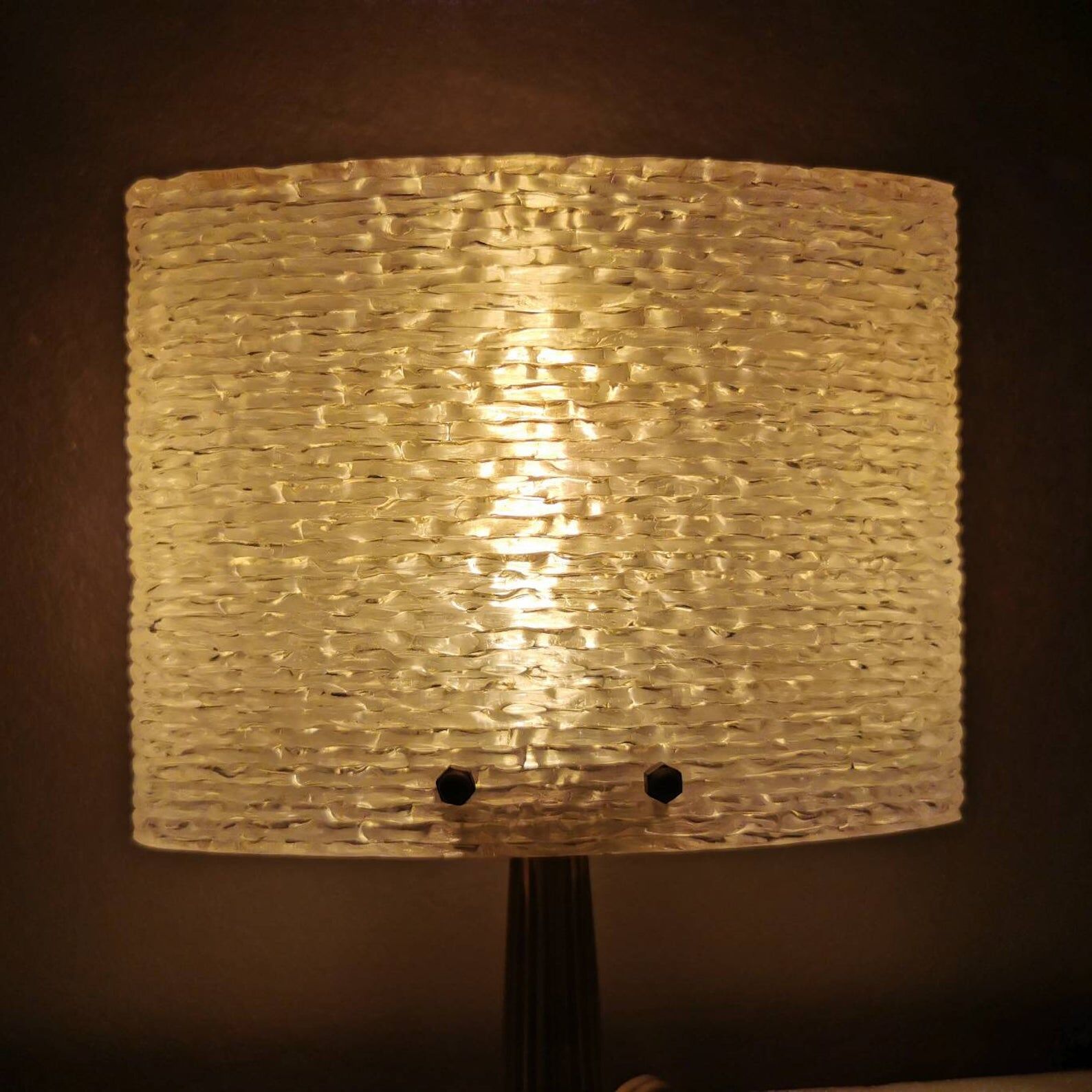 Vintage table lamp with 70s plastic hood