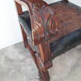 Spain truncated chair solid wood scuplté and leather