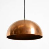 Original Italian Mid Century Modern copper dome pendant light