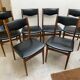 Set of 6 Scandinavian Skaï and teak wood chairs