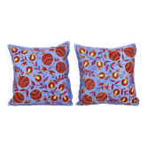 Lot de 2 housses de coussin brodées vintage 48x48 cm