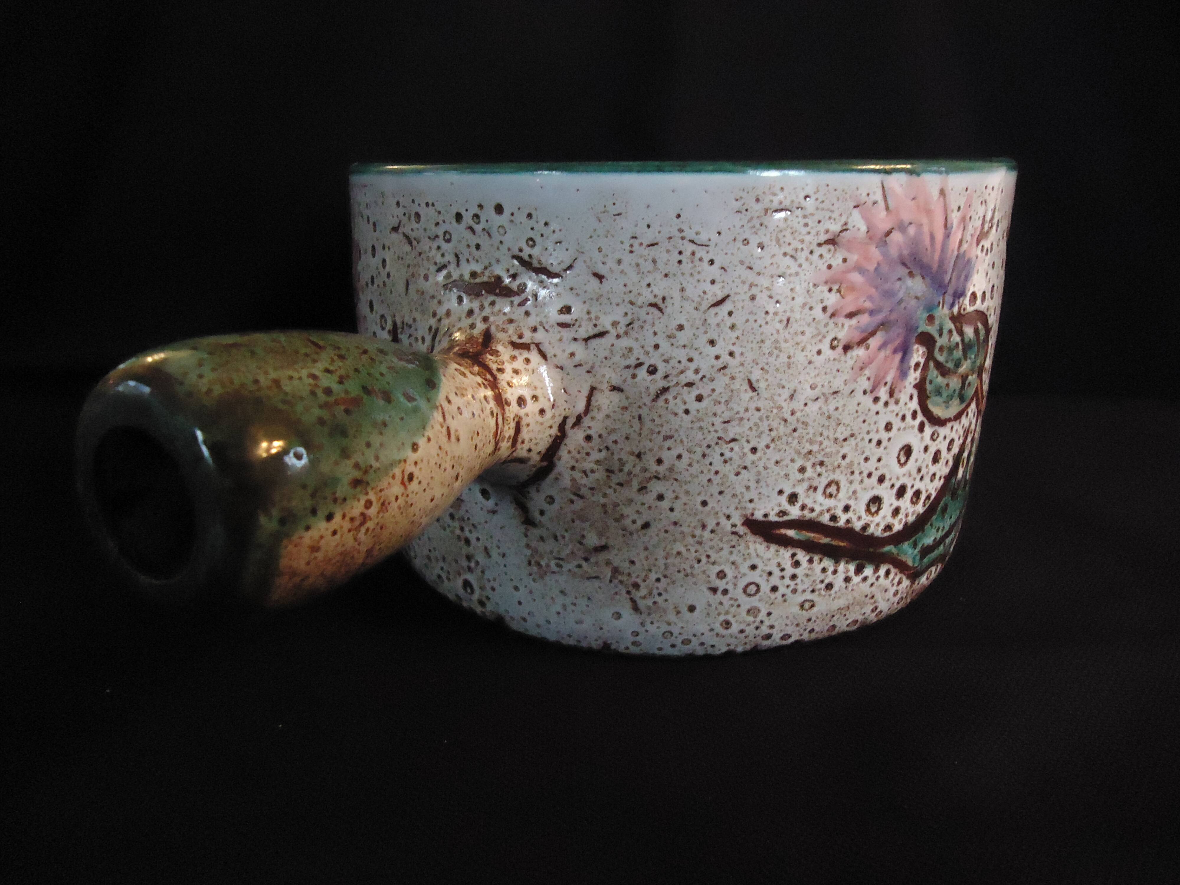 Vallauris frying pan with "Aux Chardons" motif, by Etienne Daniel