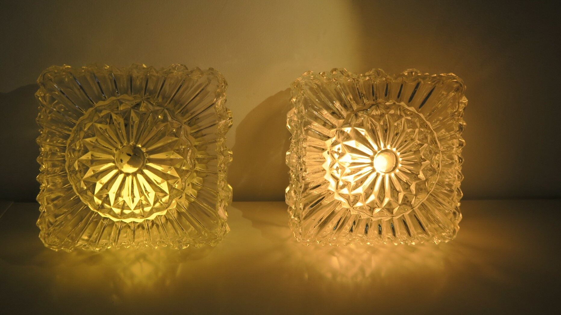 Glass ceiling lamp pair