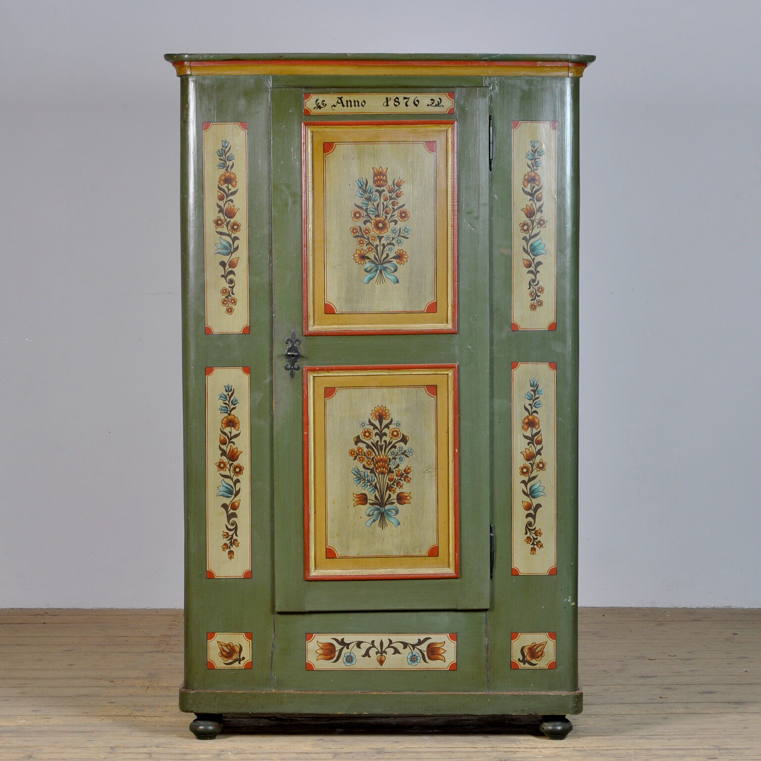 Antique German Hand Painted Cabinet, 1876