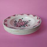 5 old soup plates from the French manufacturer LONGWY, Alsace model. Vintage.