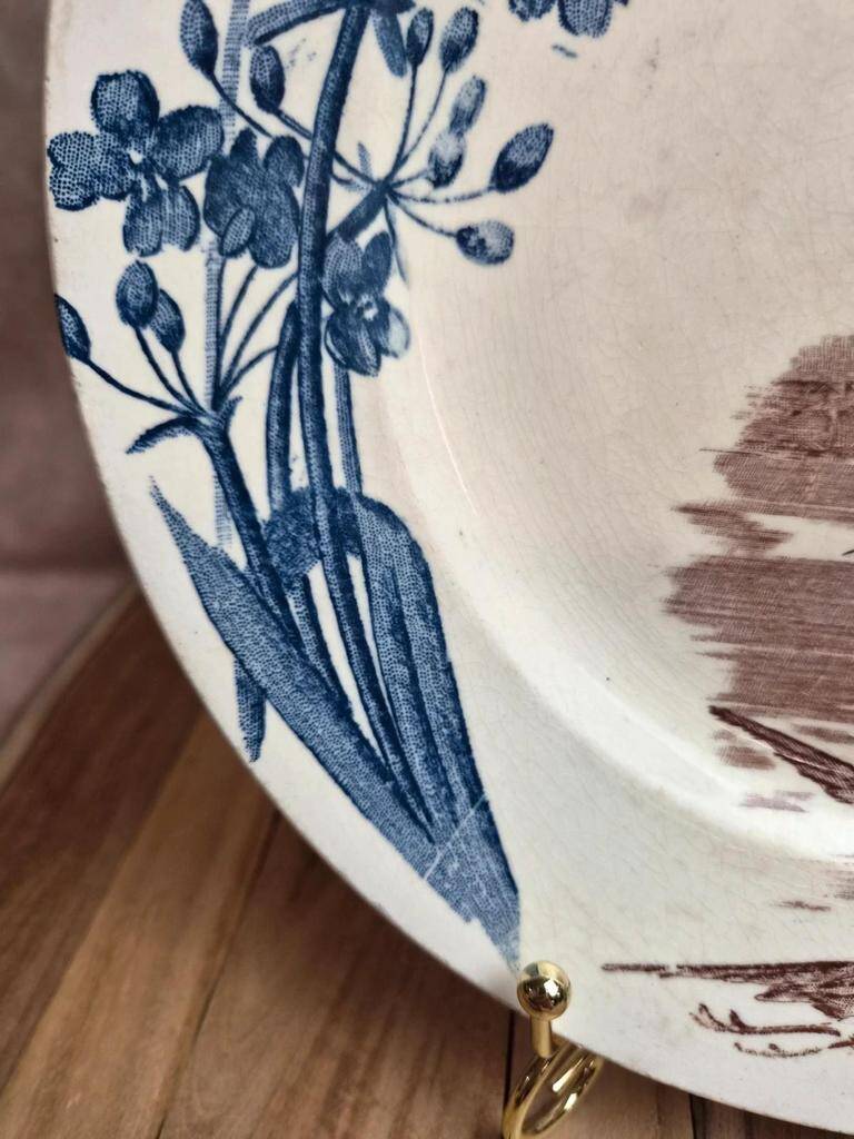 Antique plate Terre de Fer Clairefontaine Marine model