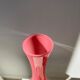 Vintage pink opaline glass vase, white foot h: 53cm
