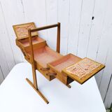 Old wooden folding sewing box