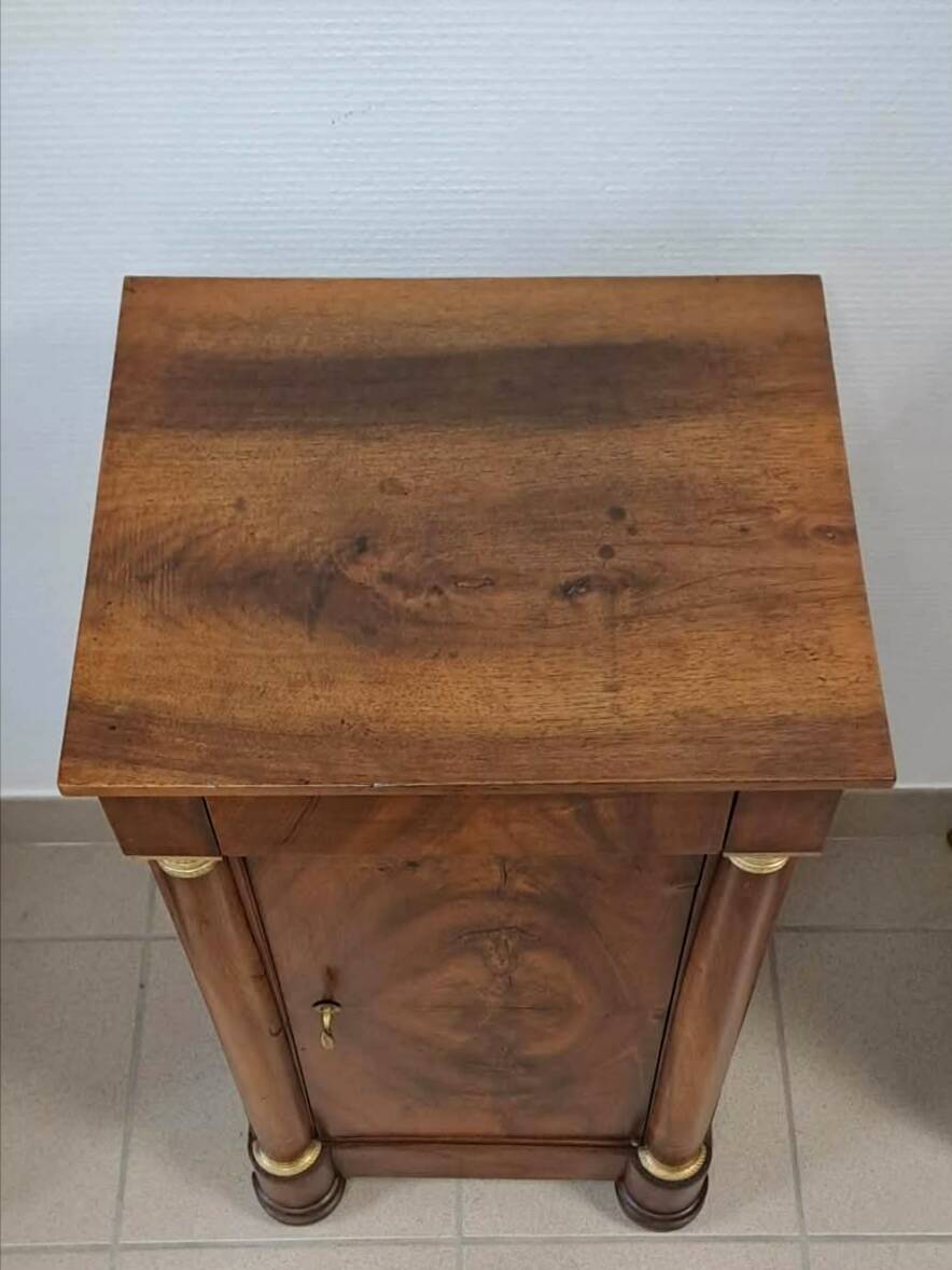 Empire-style bedside table in walnut