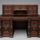 Old Renaissance style desk. Solid oak. France. Late 19th century.