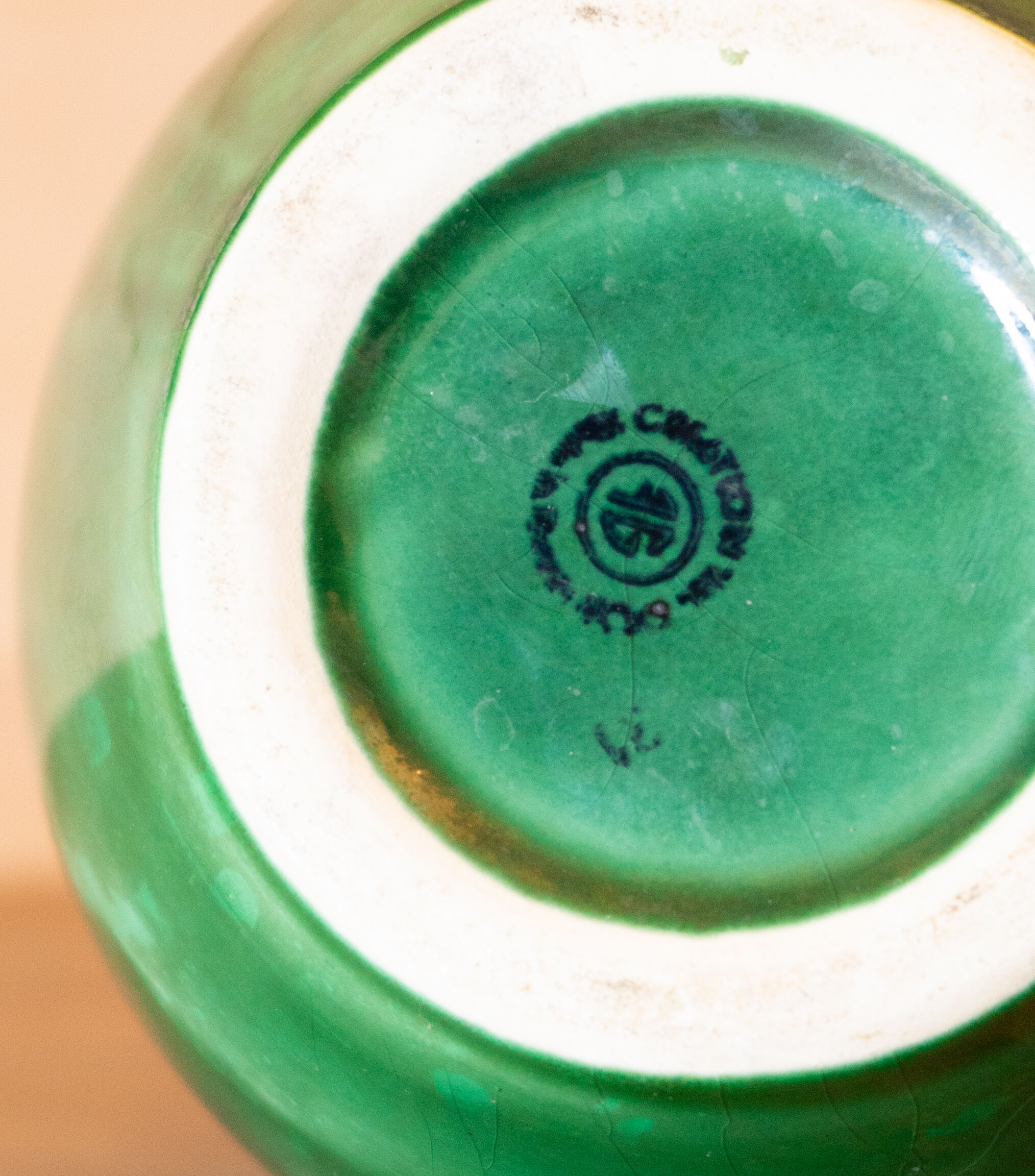 Green ceramic chest signed FG 70's