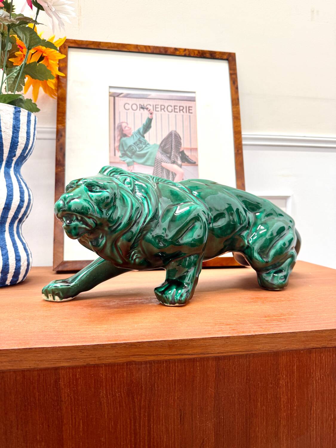 Céramique lion vert