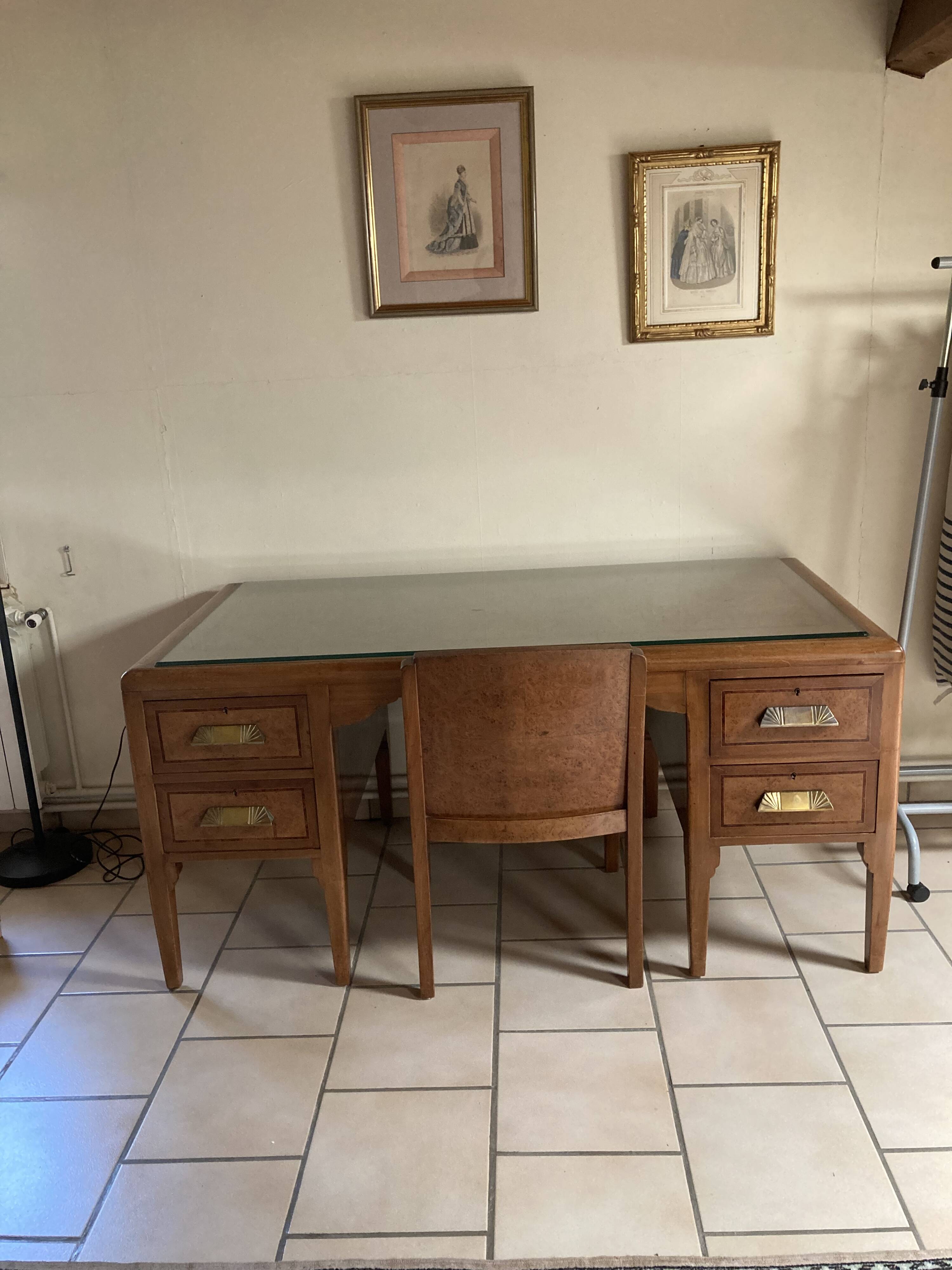 beau bureau art déco et son fauteuil