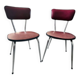 Pair of raspberry-colored chairs from the 60s/70s with metal legs