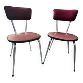 Pair of raspberry-colored chairs from the 60s/70s with metal legs