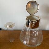 Old Refreshing Carafe + Ice Tube Moulded Glass + Silver Metal