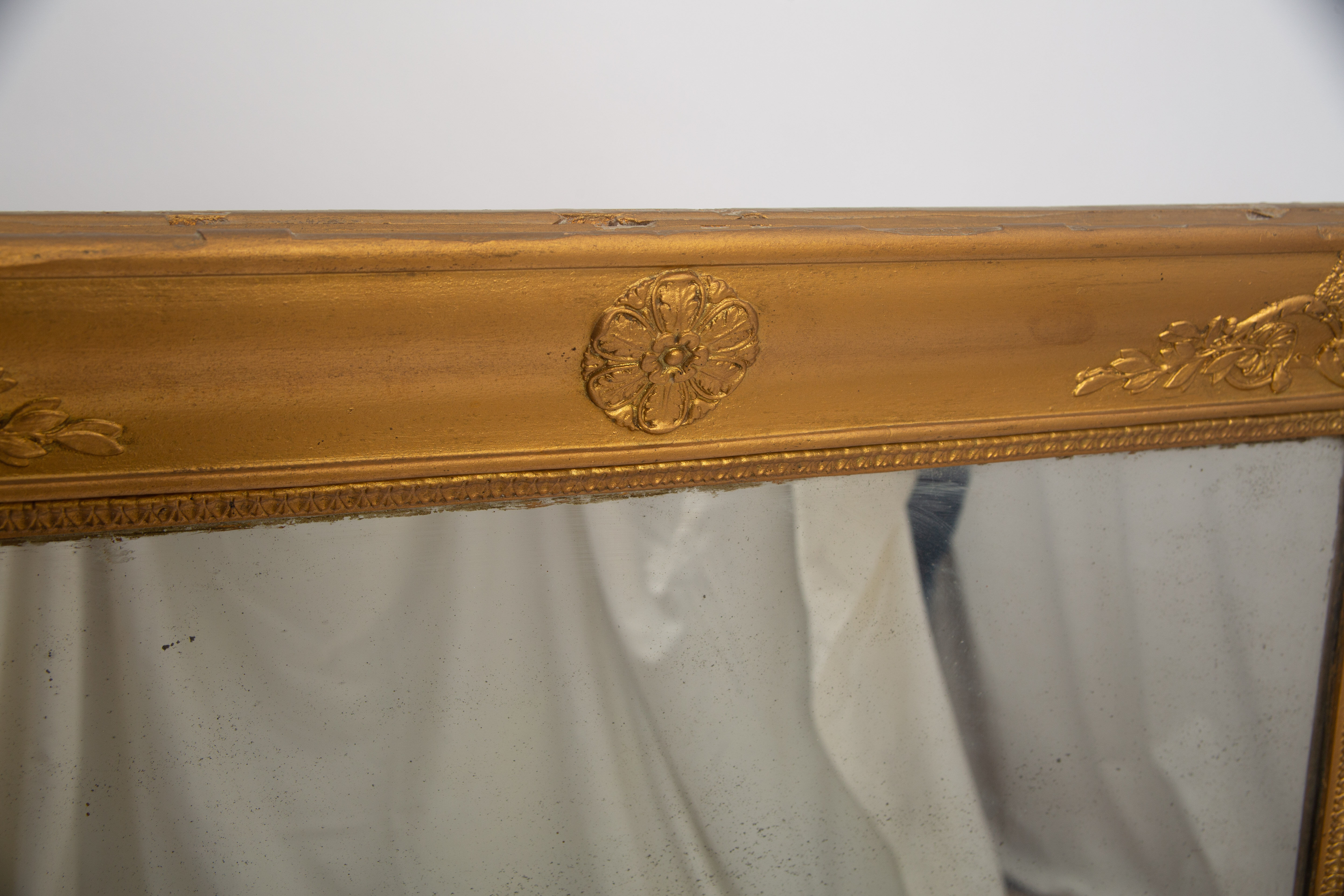 Old golden mirror floral decoration 19th 100cm