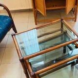 Wicker rattan nesting tables from the 60s/70s