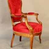 Fauteuil Louis Philippe en noyer XIXème