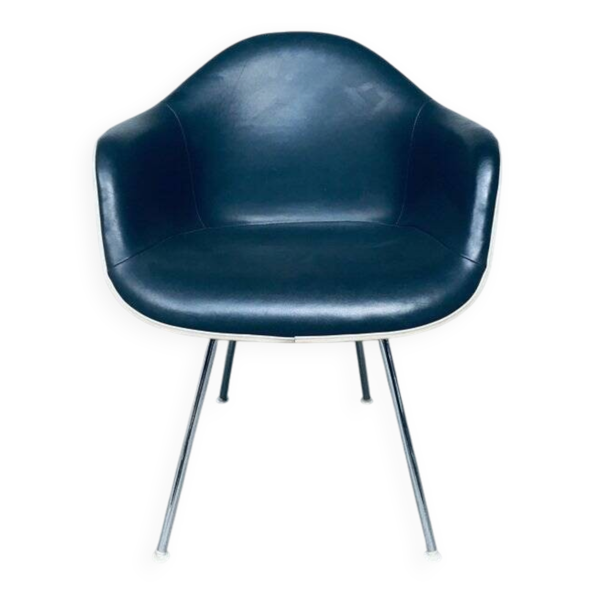 Mid-Century Black Leather Dax Armchair by Charles & Ray Eames for Herman Miller, 1960s