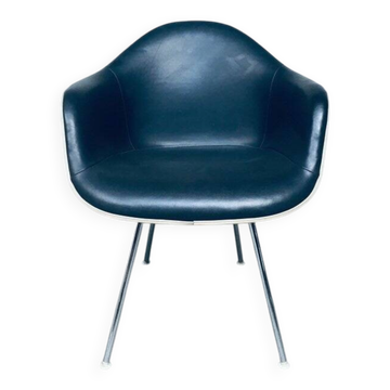 Mid-Century Black Leather Dax Armchair by Charles & Ray Eames for Herman Miller, 1960s