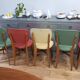 6 vintage chairs from the 50s/60s, wooden structure and skai covering.
