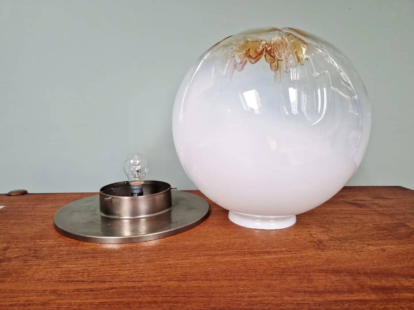 Large Murano glass ceiling light, Mazzega (Italy), 1970.