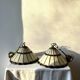 Pair of glass pendant lights in Art Nouveau Tiffany style