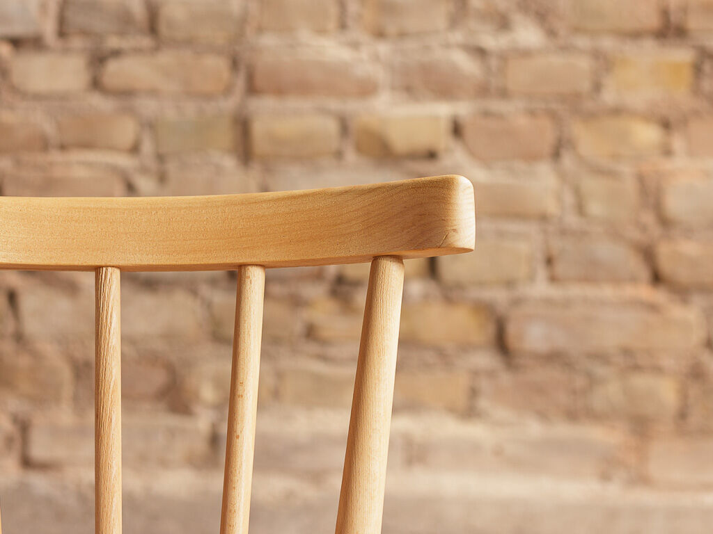 Set of 6 solid beech bar chairs completely renovated, circa 1960