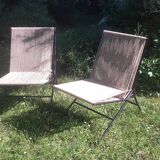 Seated metal and rope backs armchairs